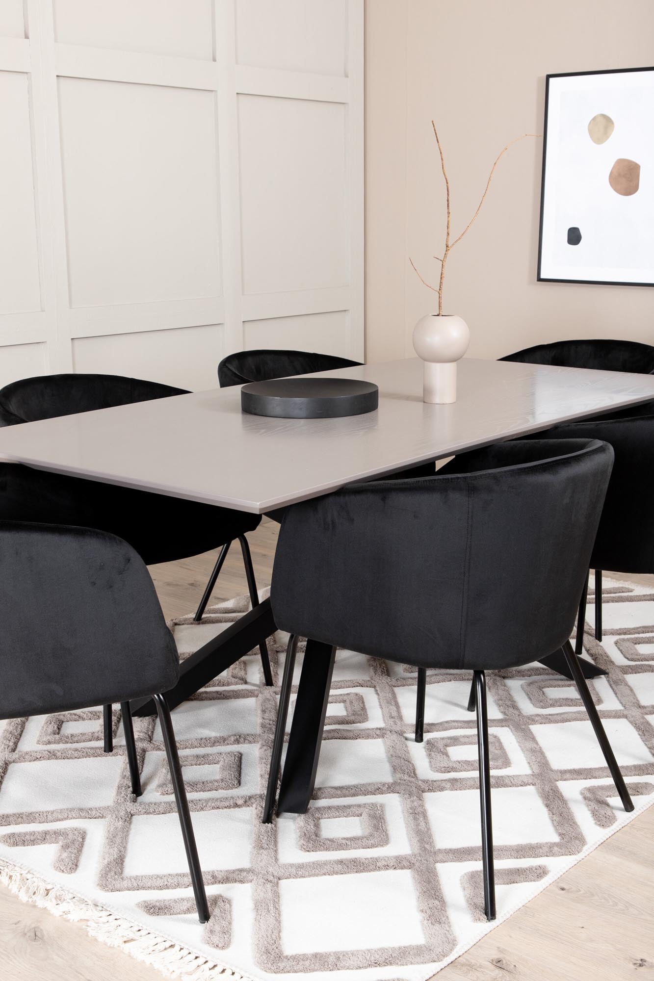 Piazza Esszimmerset + Berit 180cm/6St. in Grau / Schwarz präsentiert im Onlineshop von KAQTU Design AG. Esszimmerset ist von Venture Home