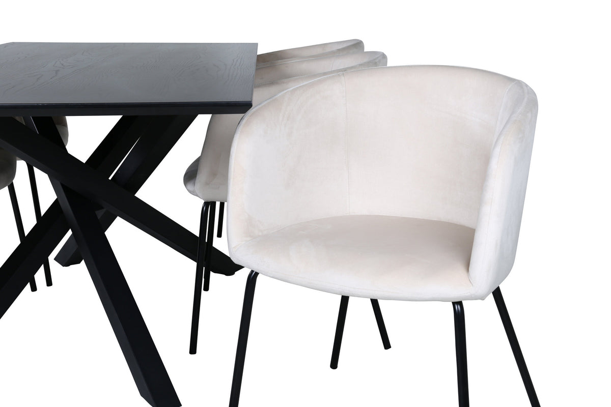 Piazza Esszimmerset + Berit 180cm/6St. in Beige, Schwarz präsentiert im Onlineshop von KAQTU Design AG. Esszimmerset ist von Venture Home