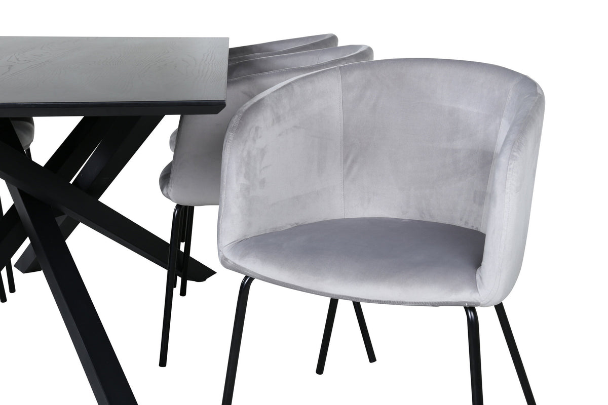 Piazza Esszimmerset + Berit 180cm/6St. in Schwarz / Hellgrau präsentiert im Onlineshop von KAQTU Design AG. Esszimmerset ist von Venture Home
