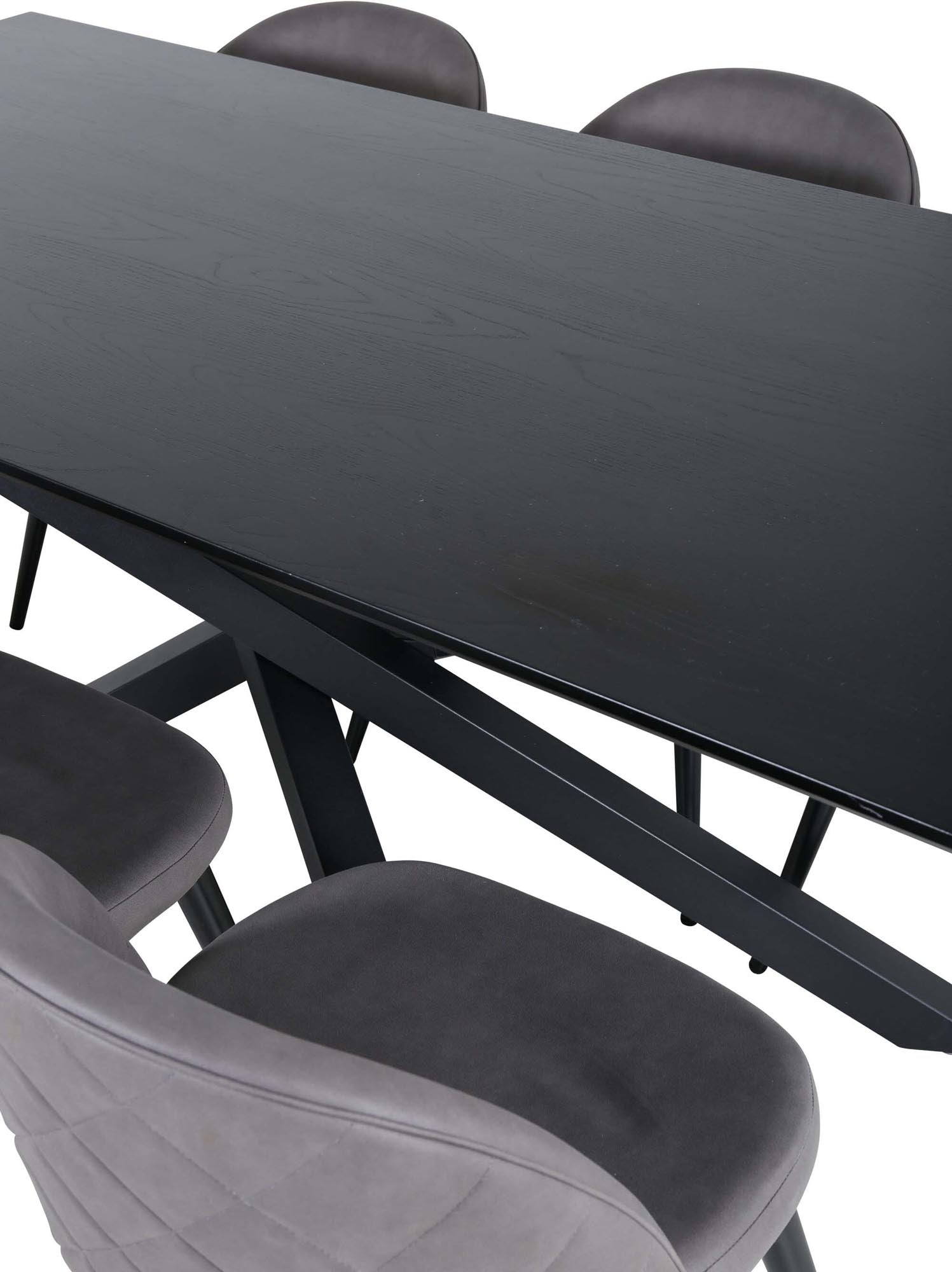Piazza Esszimmerset + Velvet 180cm/6St. in Schwarz / Grau präsentiert im Onlineshop von KAQTU Design AG. Esszimmerset ist von Venture Home