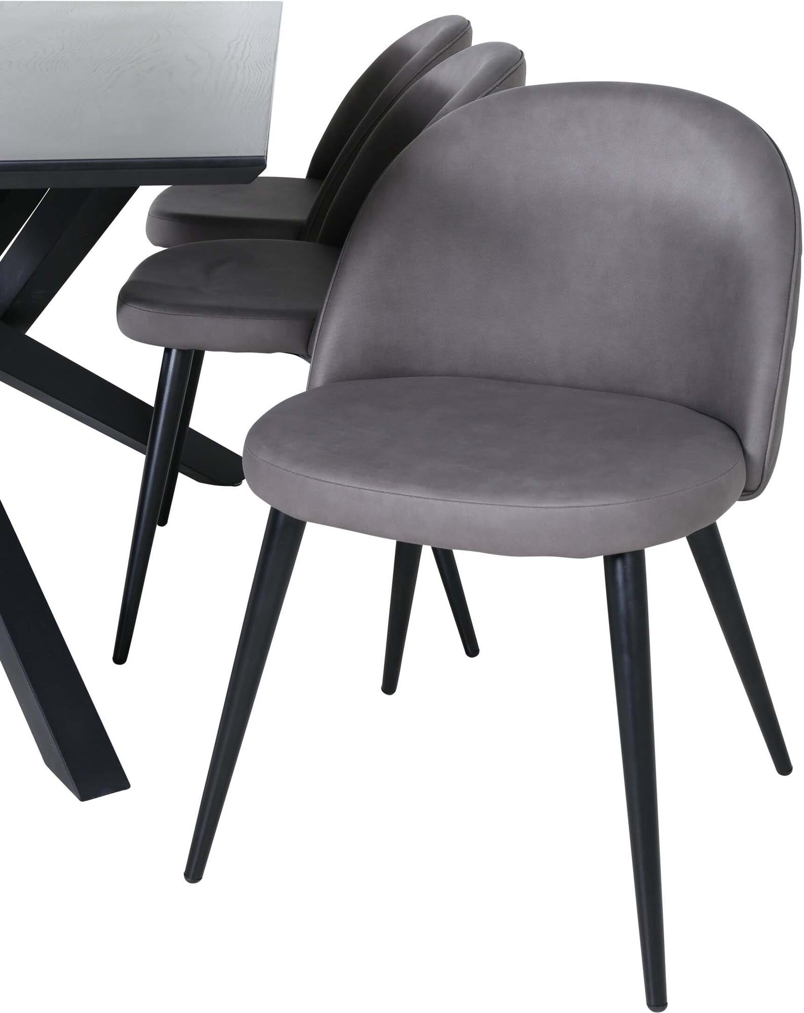 Piazza Esszimmerset + Velvet 180cm/6St. in Schwarz / Grau präsentiert im Onlineshop von KAQTU Design AG. Esszimmerset ist von Venture Home