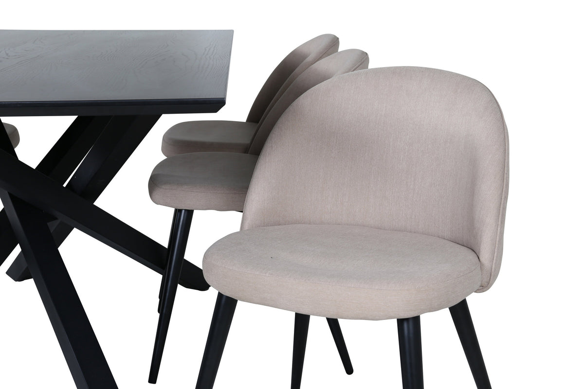 Piazza Esszimmerset + Velvet 180cm/6St. in Schwarz / dunkles  Beige präsentiert im Onlineshop von KAQTU Design AG. Esszimmerset ist von Venture Home