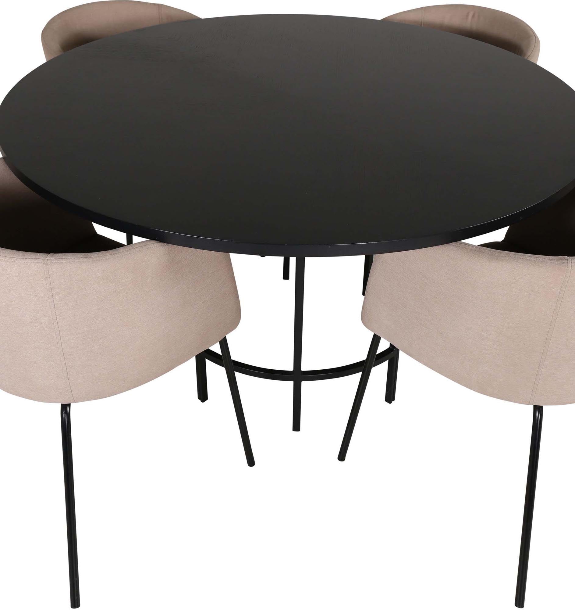 Esszimmerset Copenhagen + Berit ⌀140cm/4St. in Beige, Schwarz präsentiert im Onlineshop von KAQTU Design AG. Esszimmerset ist von Venture Home
