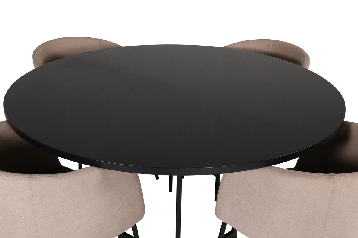 Esszimmerset Copenhagen + Berit ⌀140cm/4St. in Beige, Schwarz präsentiert im Onlineshop von KAQTU Design AG. Esszimmerset ist von Venture Home