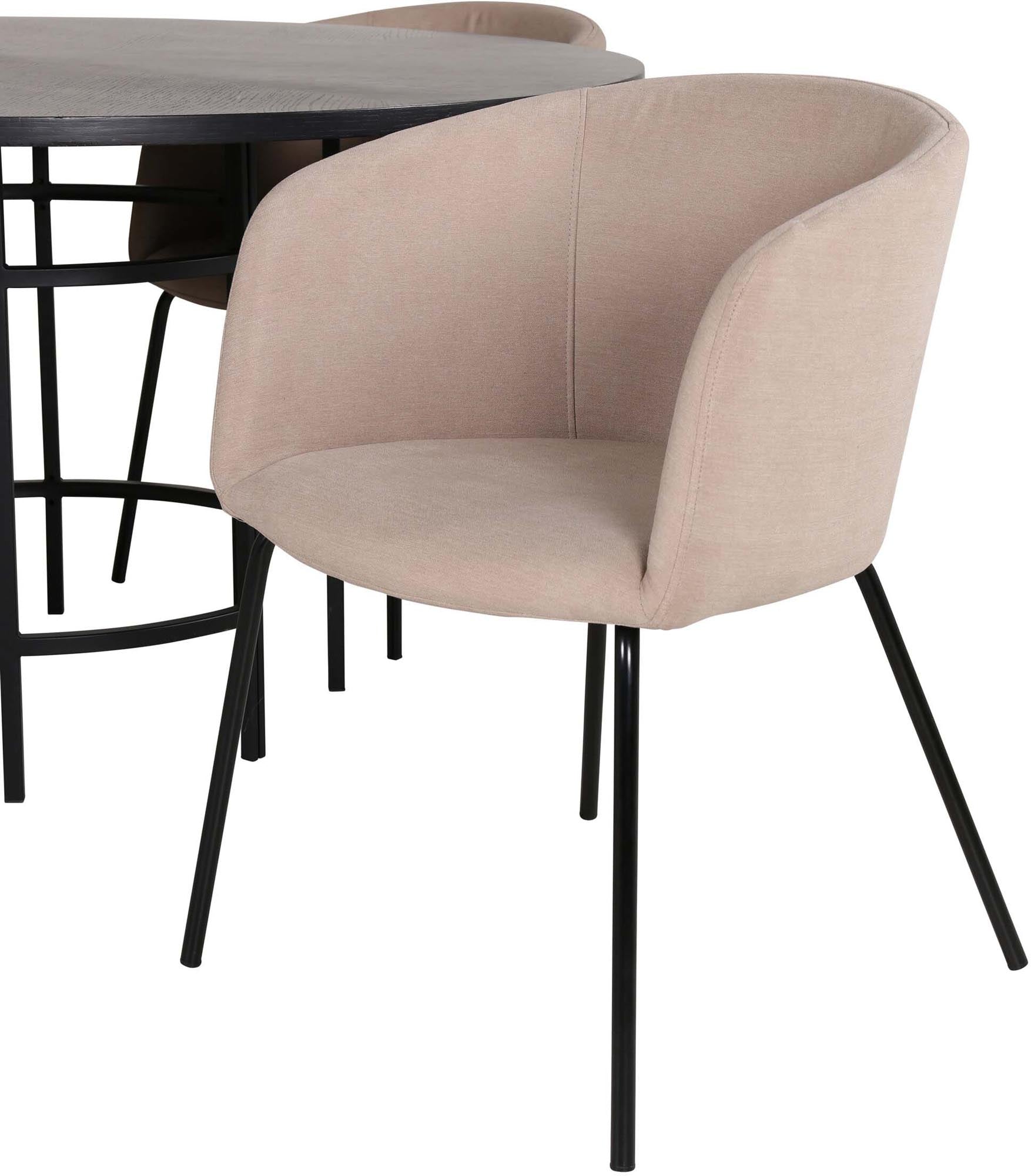 Esszimmerset Copenhagen + Berit ⌀140cm/4St. in Beige, Schwarz präsentiert im Onlineshop von KAQTU Design AG. Esszimmerset ist von Venture Home