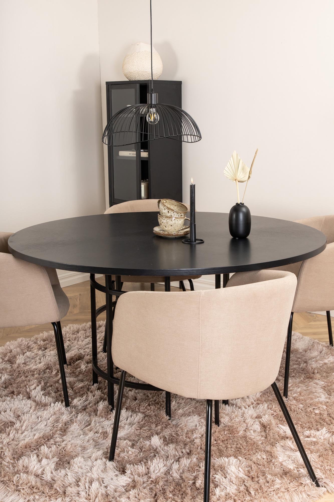 Esszimmerset Copenhagen + Berit ⌀140cm/4St. in Beige, Schwarz präsentiert im Onlineshop von KAQTU Design AG. Esszimmerset ist von Venture Home