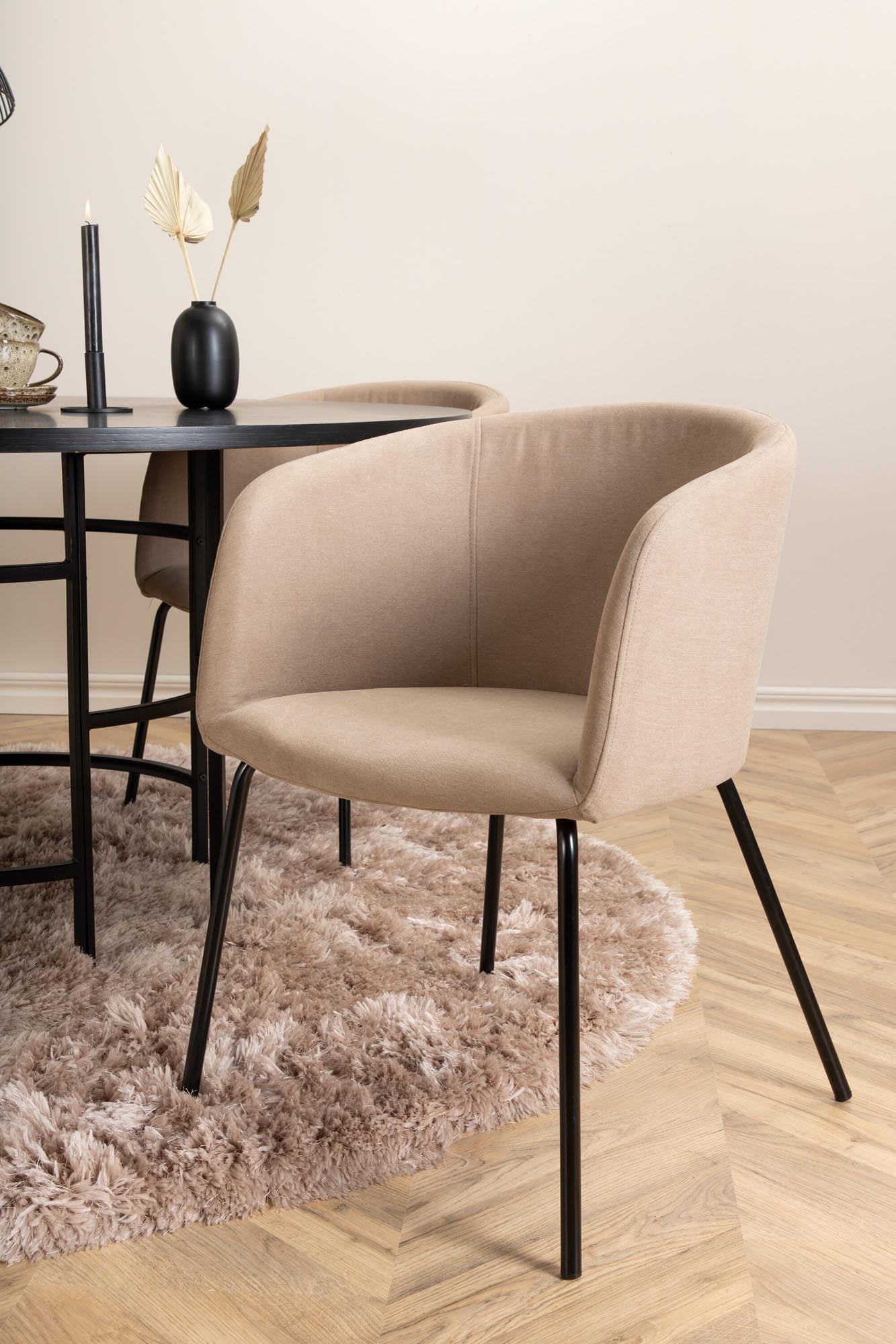 Esszimmerset Copenhagen + Berit ⌀140cm/4St. in Beige, Schwarz präsentiert im Onlineshop von KAQTU Design AG. Esszimmerset ist von Venture Home
