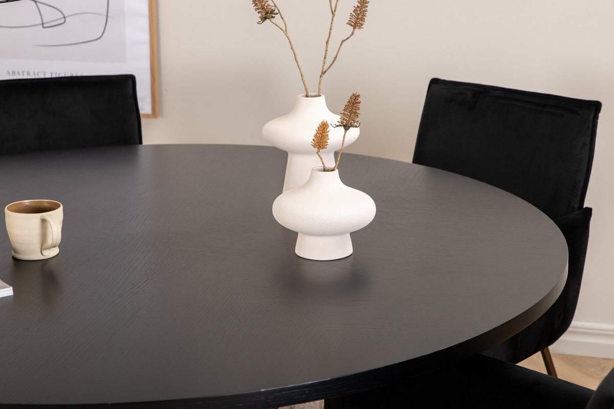 Esszimmerset Copenhagen + Petra ⌀140cm/4St. in Schwarz, Kupfer präsentiert im Onlineshop von KAQTU Design AG. Esszimmerset ist von Venture Home