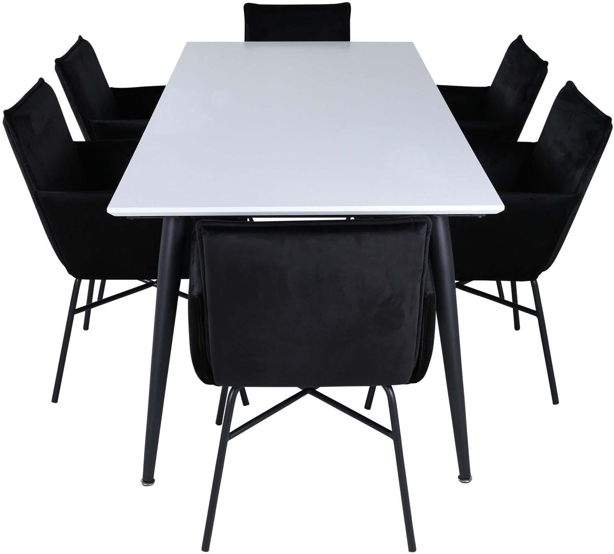 Jimmy Esszimmerset + Petra 195cm/6St. in Schwarz präsentiert im Onlineshop von KAQTU Design AG. Esszimmerset ist von Venture Home