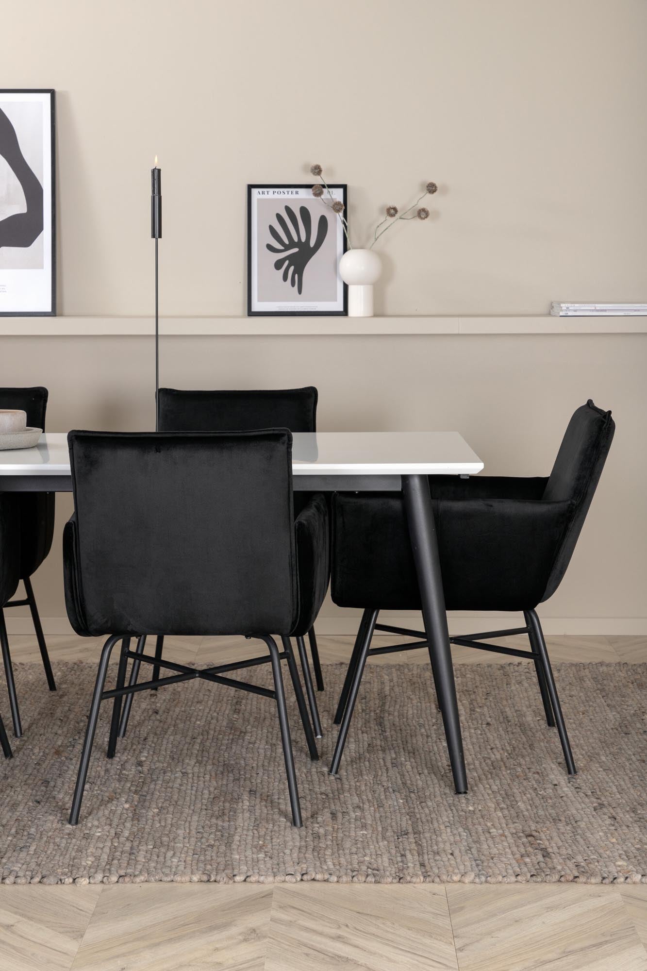 Jimmy Esszimmerset + Petra 195cm/6St. in Schwarz präsentiert im Onlineshop von KAQTU Design AG. Esszimmerset ist von Venture Home