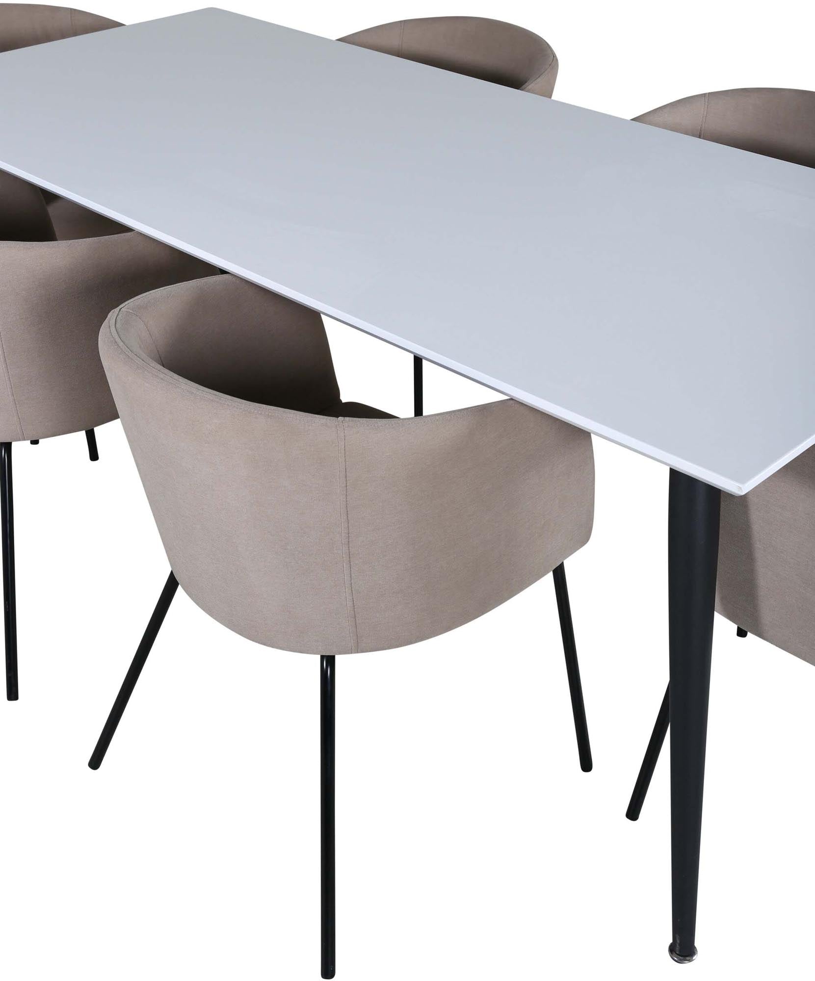 Jimmy Esszimmerset + Berit 195cm/6St. in Beige, Schwarz präsentiert im Onlineshop von KAQTU Design AG. Esszimmerset ist von Venture Home