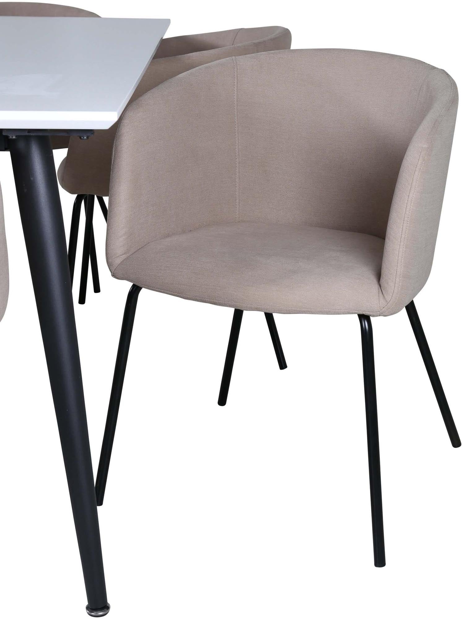 Jimmy Esszimmerset + Berit 195cm/6St. in Beige, Schwarz präsentiert im Onlineshop von KAQTU Design AG. Esszimmerset ist von Venture Home