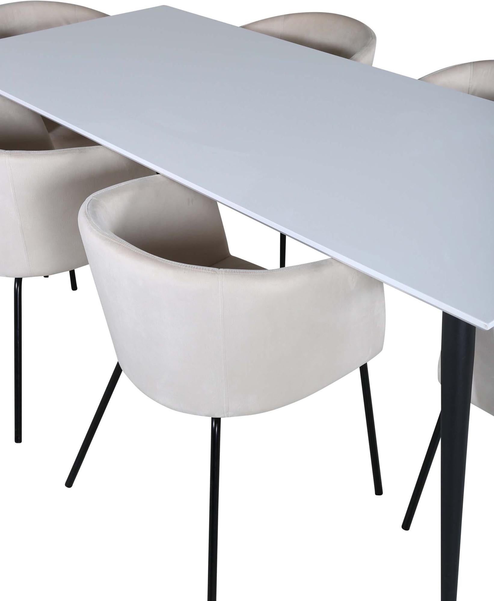 Jimmy Esszimmerset + Berit 195cm/6St. in Beige, Schwarz präsentiert im Onlineshop von KAQTU Design AG. Esszimmerset ist von Venture Home