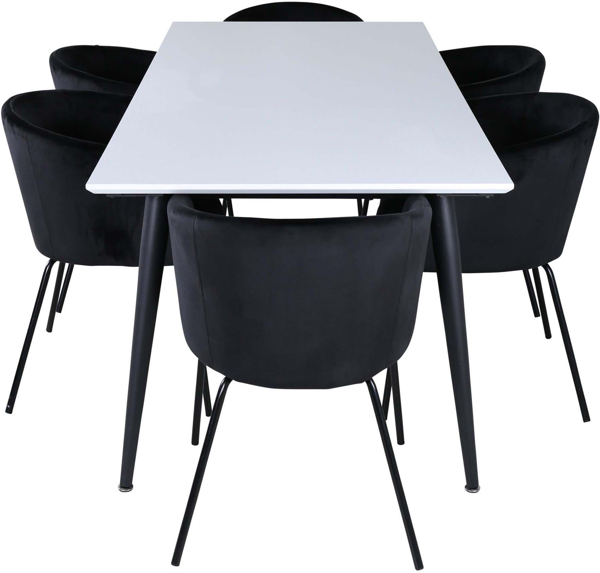 Jimmy Esszimmerset + Berit 195cm/6St. in Schwarz präsentiert im Onlineshop von KAQTU Design AG. Esszimmerset ist von Venture Home