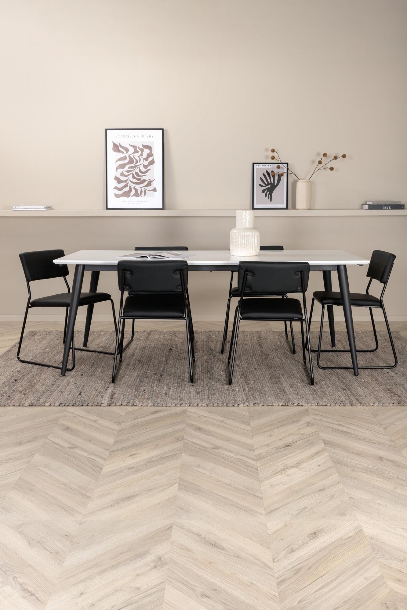 Jimmy Esszimmerset + Kenth 195cm/6St. in Schwarz präsentiert im Onlineshop von KAQTU Design AG. Esszimmerset ist von Venture Home