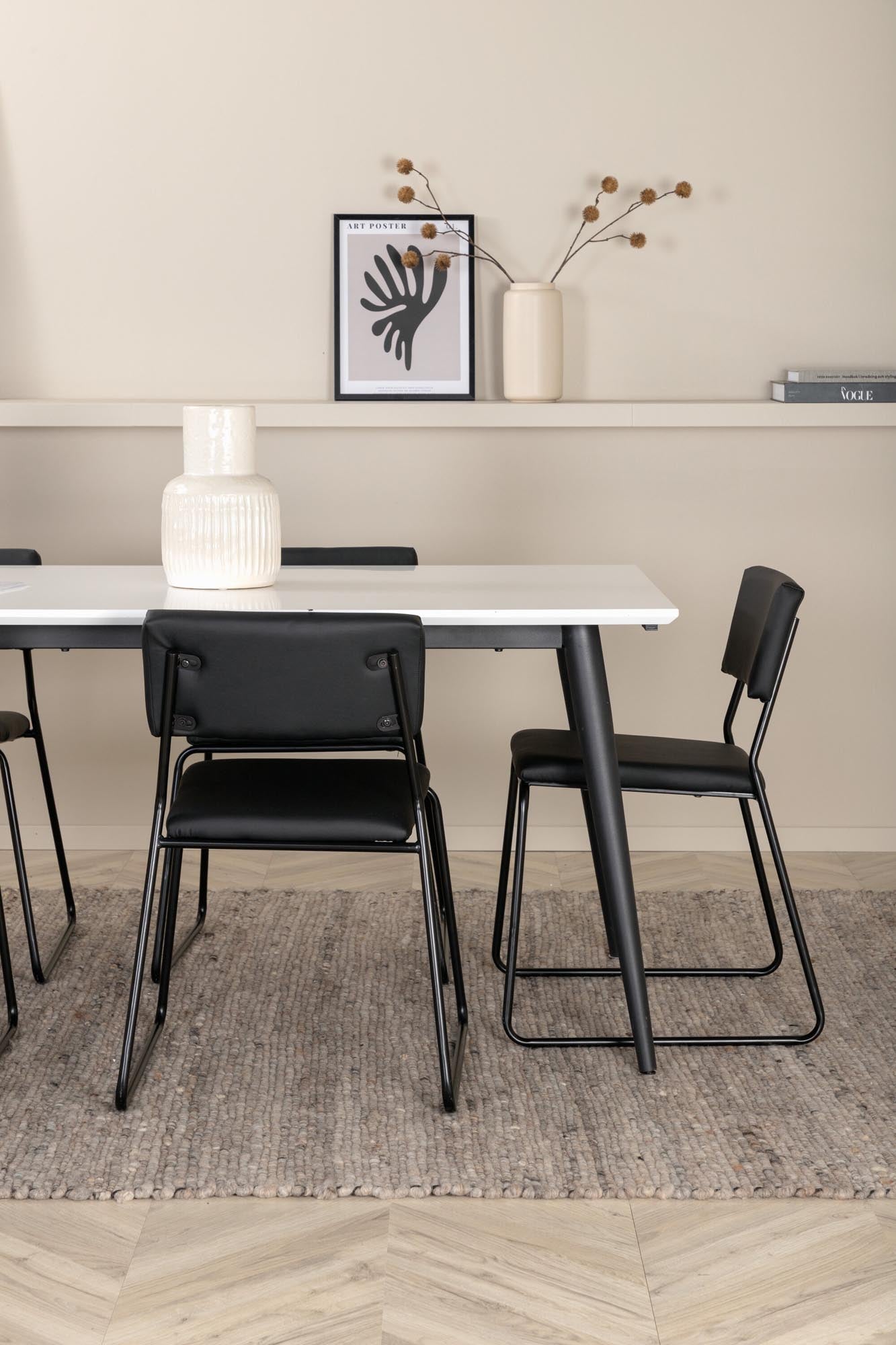 Jimmy Esszimmerset + Kenth 195cm/6St. in Schwarz präsentiert im Onlineshop von KAQTU Design AG. Esszimmerset ist von Venture Home