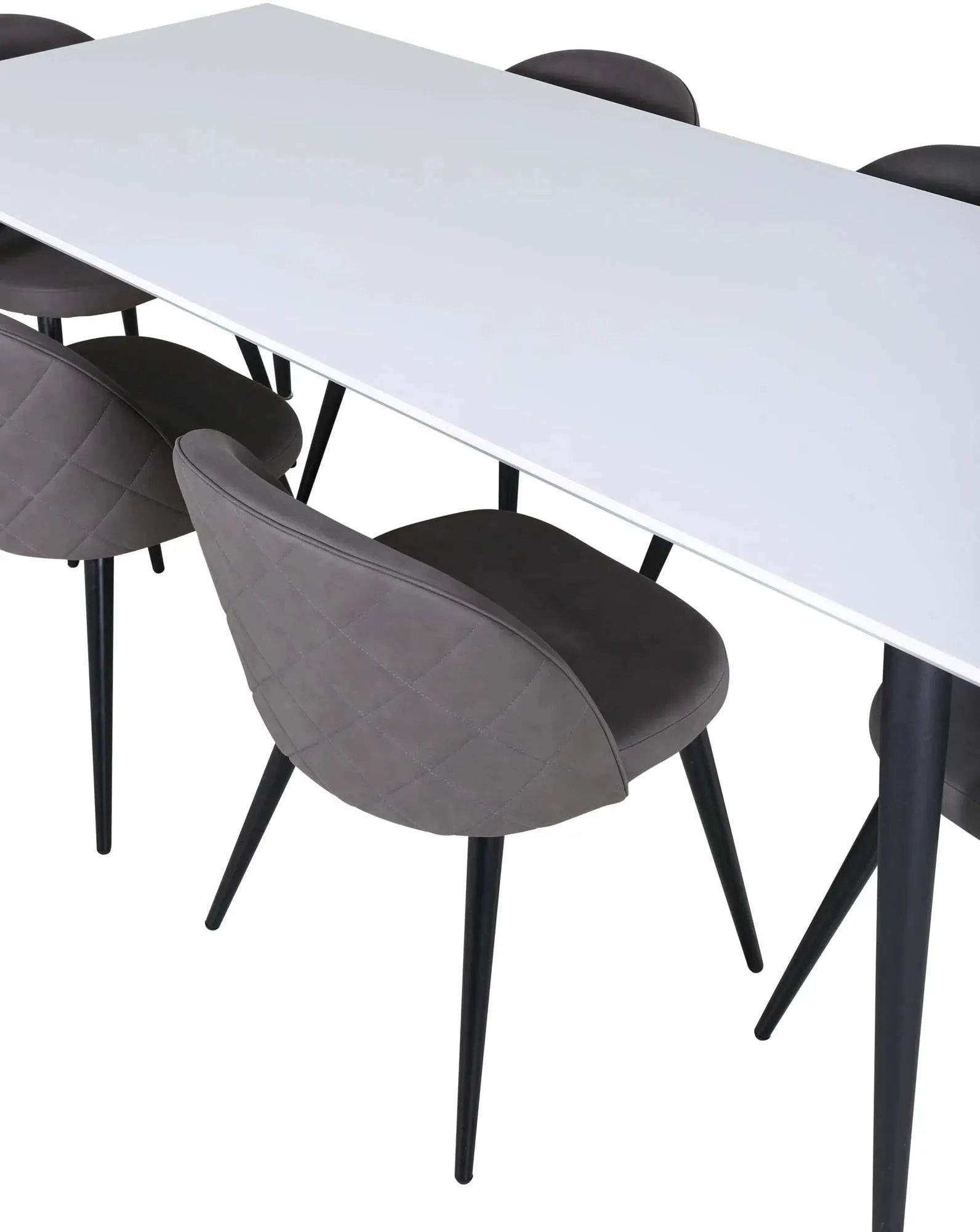 Elegantes Jimmy Esszimmerset mit 6 Samtstühlen, 195cm, von Venture Home.