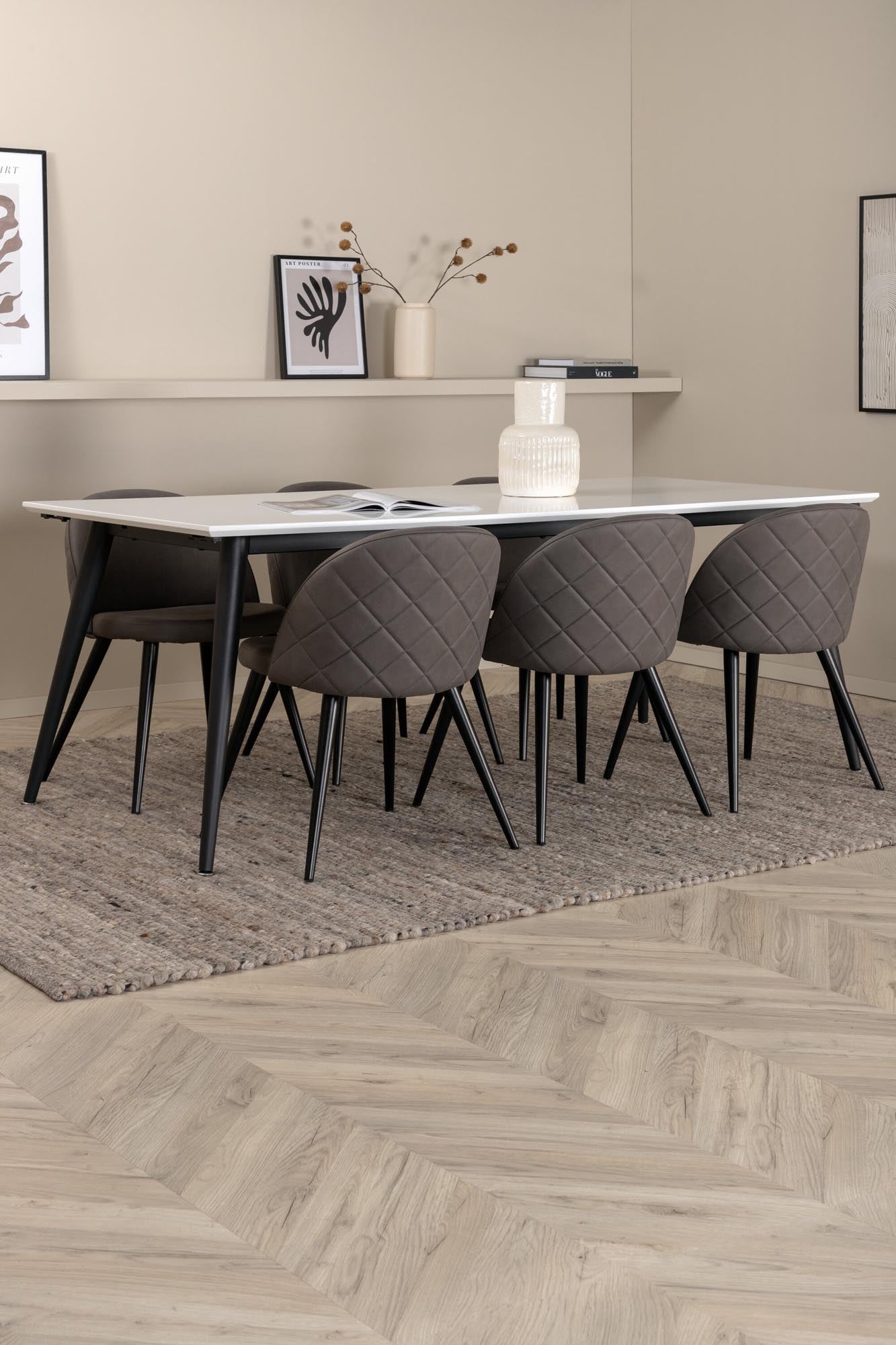 Jimmy Esszimmerset + Velvet 195cm/6St. in Schwarzgrau präsentiert im Onlineshop von KAQTU Design AG. Esszimmerset ist von Venture Home