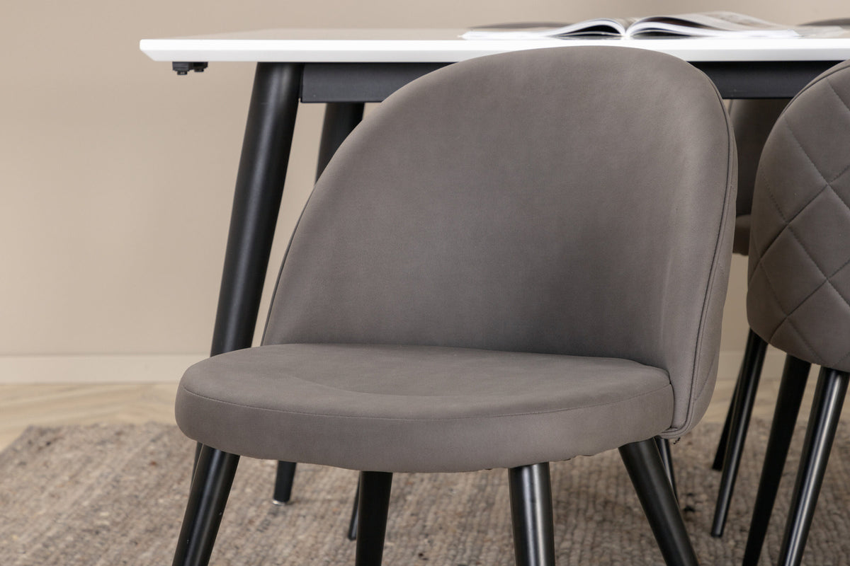 Jimmy Esszimmerset + Velvet 195cm/6St. in Schwarzgrau präsentiert im Onlineshop von KAQTU Design AG. Esszimmerset ist von Venture Home