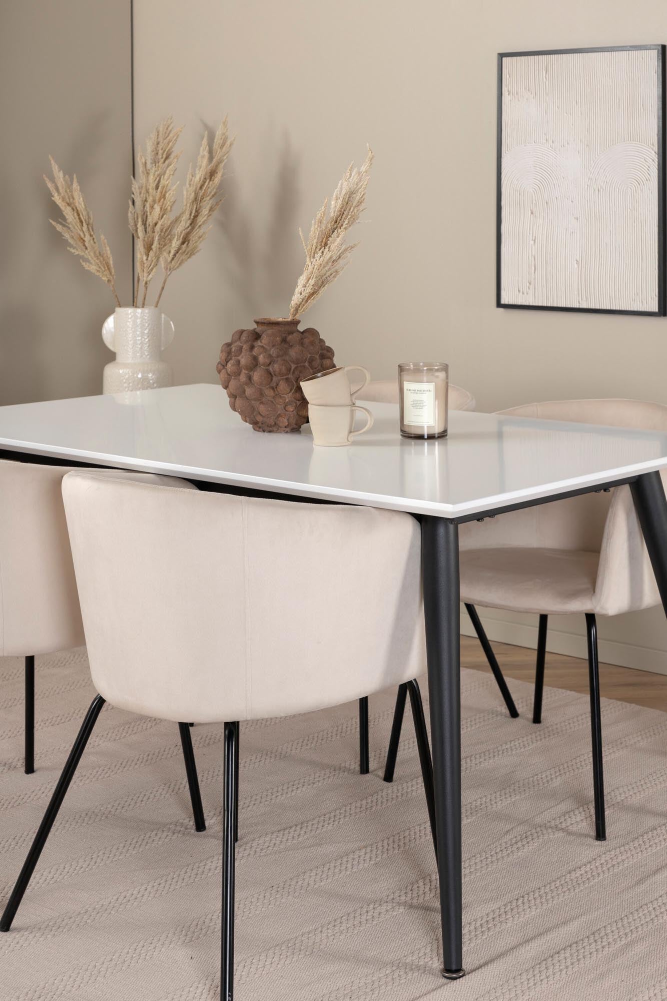 Jimmy Esszimmerset + Berit 150cm/4St. in Beige, Schwarz präsentiert im Onlineshop von KAQTU Design AG. Esszimmerset ist von Venture Home