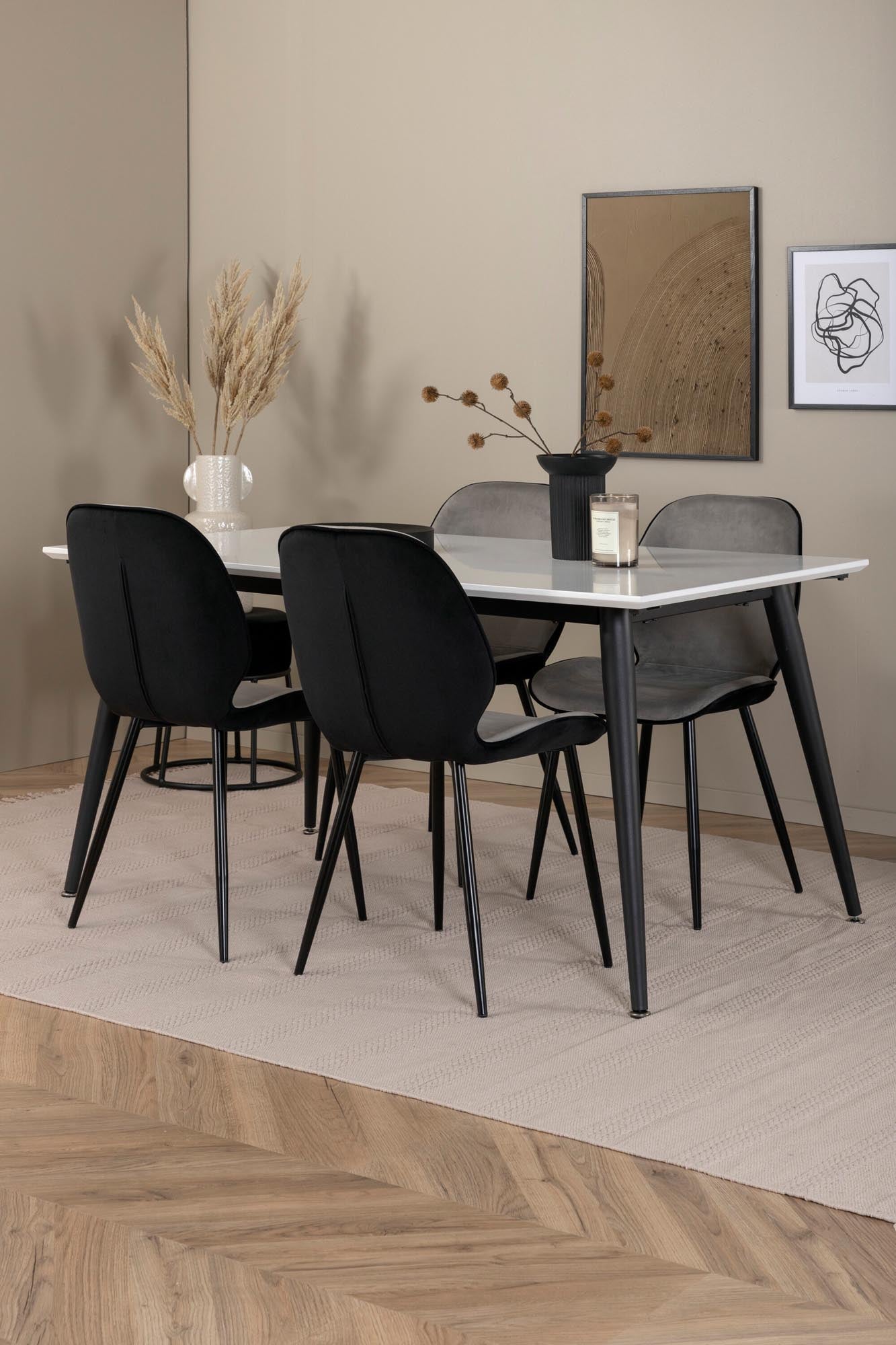 Jimmy Esszimmerset + Emma 150cm/4St. in Schwarzgrau präsentiert im Onlineshop von KAQTU Design AG. Esszimmerset ist von Venture Home