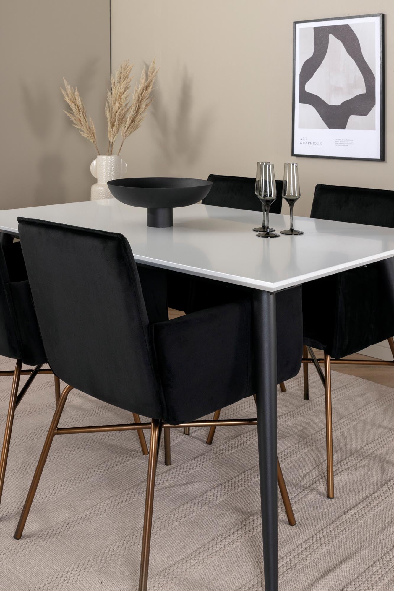 Jimmy Esszimmerset + Petra 150cm/4St. in Schwarz, Kupfer präsentiert im Onlineshop von KAQTU Design AG. Esszimmerset ist von Venture Home