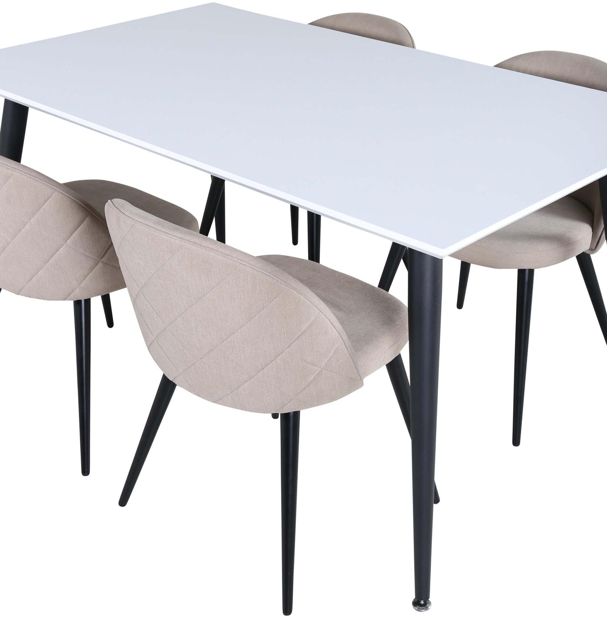 Jimmy Esszimmerset + Velvet 150cm/4St. in Beige, Schwarz präsentiert im Onlineshop von KAQTU Design AG. Esszimmerset ist von Venture Home