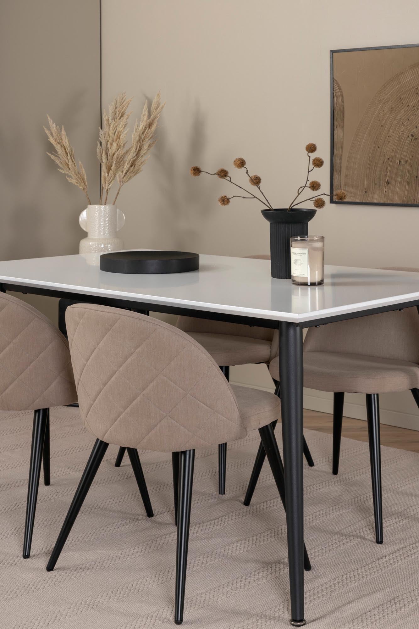 Jimmy Esszimmerset + Velvet 150cm/4St. in Beige, Schwarz präsentiert im Onlineshop von KAQTU Design AG. Esszimmerset ist von Venture Home
