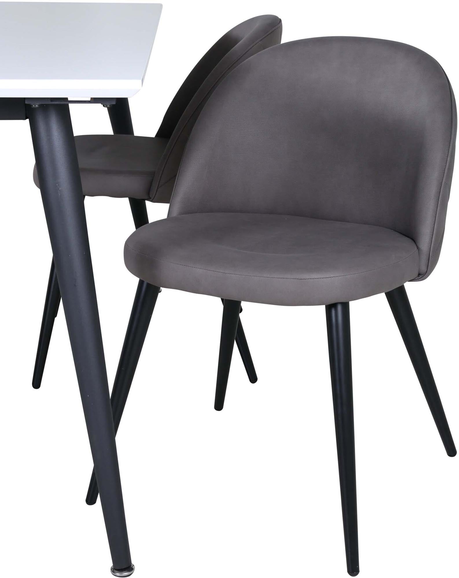 Jimmy Esszimmerset + Velvet 150cm/4St. in Schwarzgrau präsentiert im Onlineshop von KAQTU Design AG. Esszimmerset ist von Venture Home