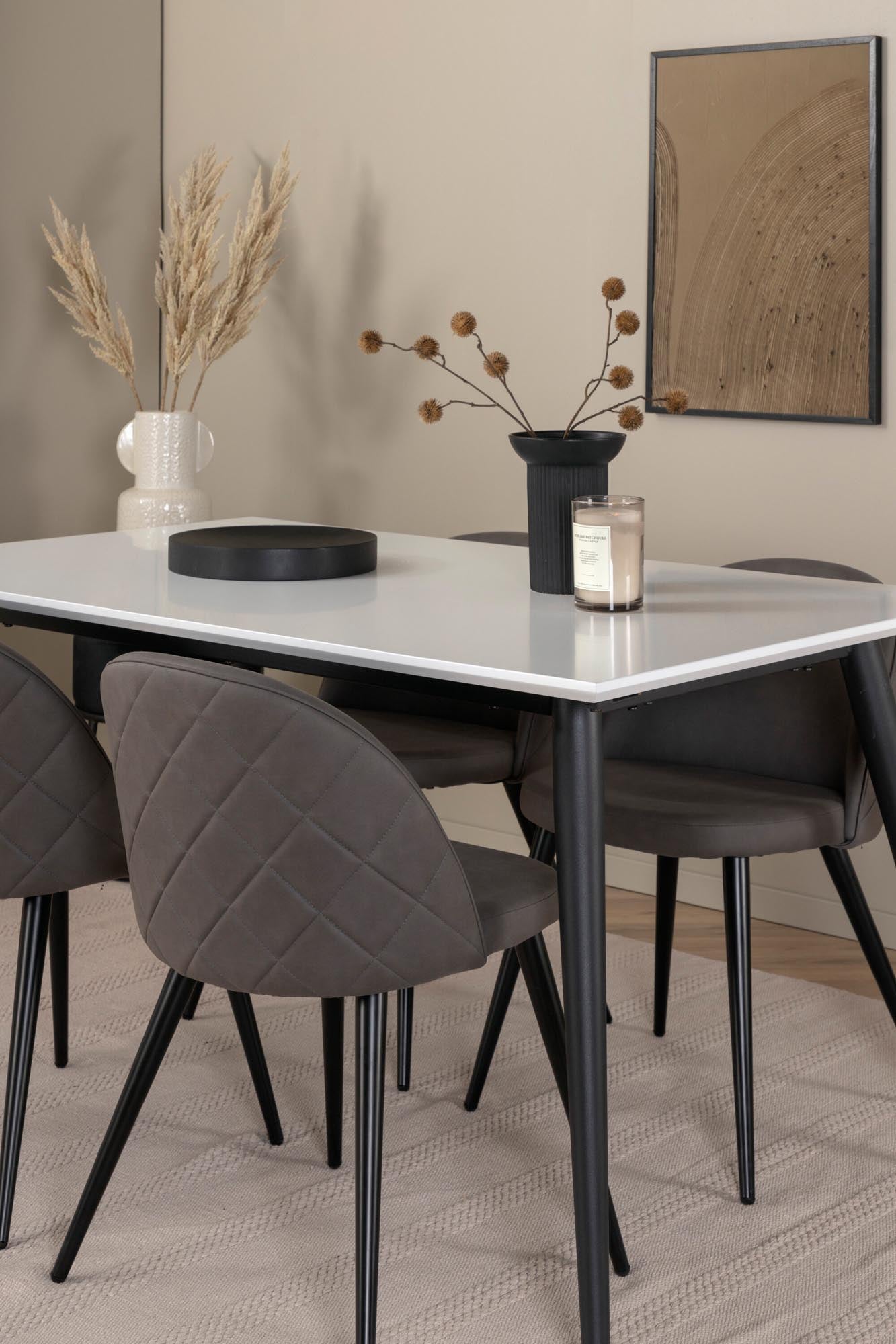 Jimmy Esszimmerset + Velvet 150cm/4St. in Schwarzgrau präsentiert im Onlineshop von KAQTU Design AG. Esszimmerset ist von Venture Home