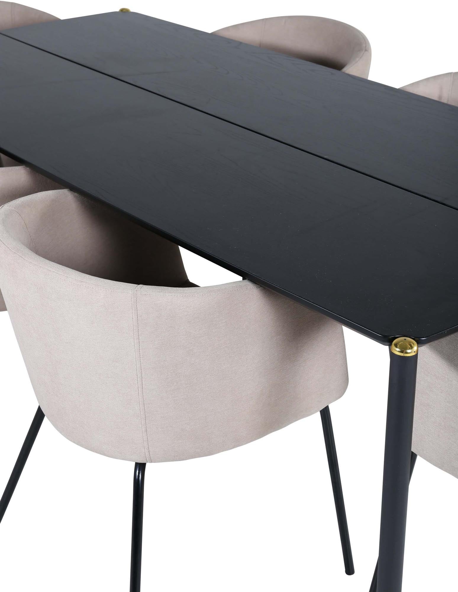 Pelle Esszimmerset + Berit 190cm/6St. in Beige, Schwarz präsentiert im Onlineshop von KAQTU Design AG. Esszimmerset ist von Venture Home