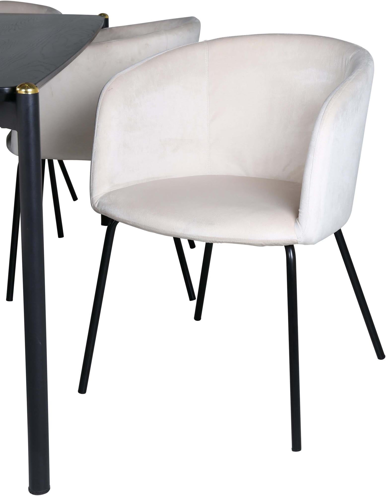 Pelle Esszimmerset + Berit 190cm/6St. in Beige, Schwarz präsentiert im Onlineshop von KAQTU Design AG. Esszimmerset ist von Venture Home
