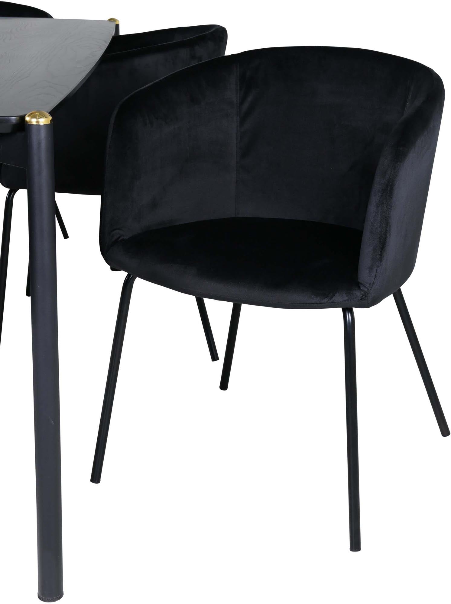 Pelle Esszimmerset + Berit 190cm/6St. in Schwarz präsentiert im Onlineshop von KAQTU Design AG. Esszimmerset ist von Venture Home