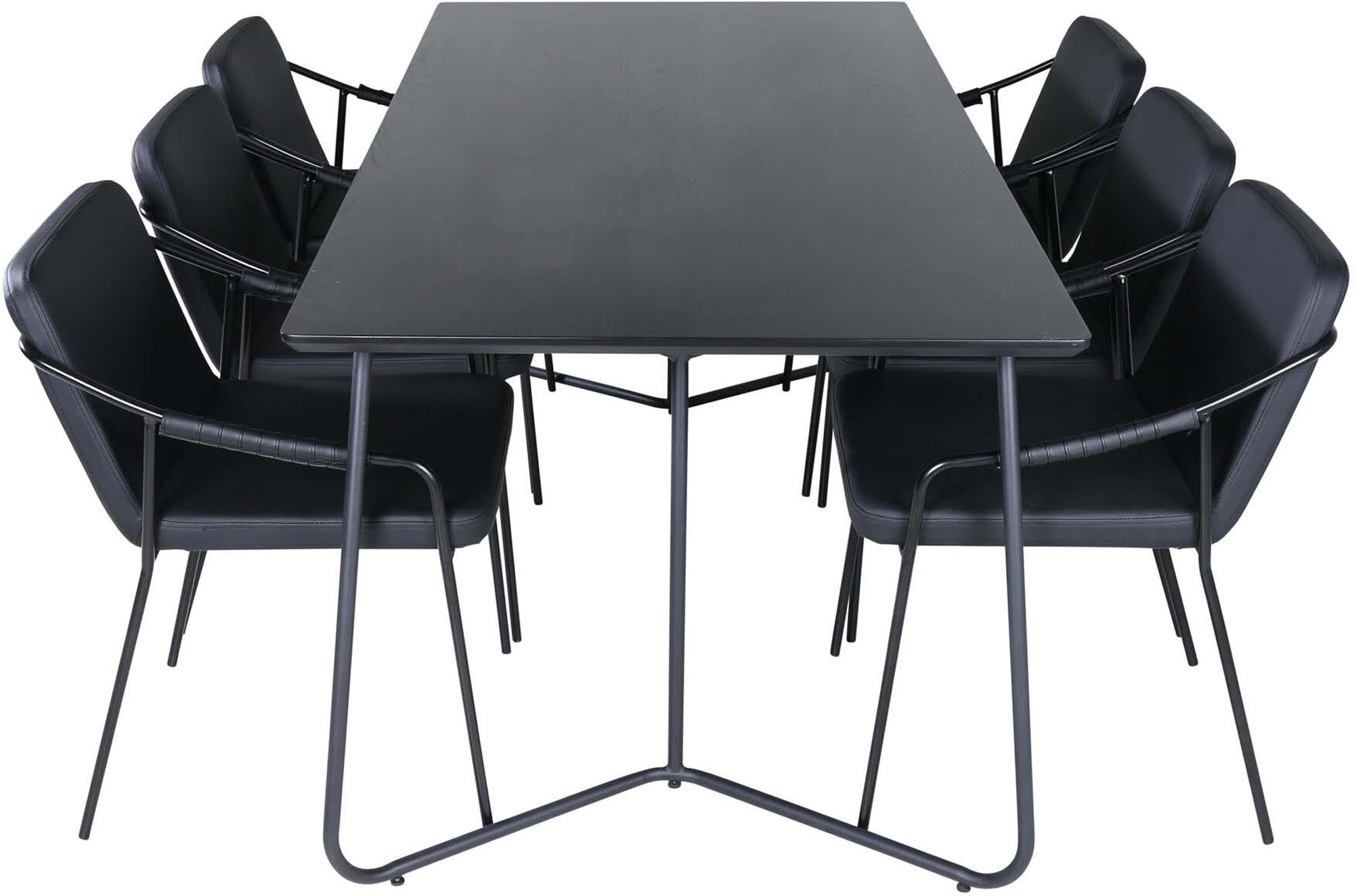 Petra Esszimmerset + Tvist 190cm/6St. in Schwarz präsentiert im Onlineshop von KAQTU Design AG. Esszimmerset ist von Venture Home