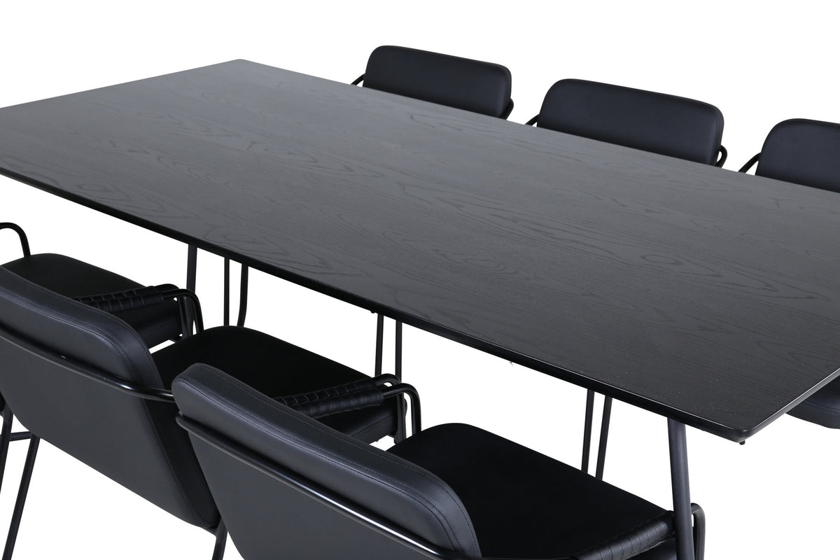 Petra Esszimmerset + Tvist 190cm/6St. in Schwarz präsentiert im Onlineshop von KAQTU Design AG. Esszimmerset ist von Venture Home