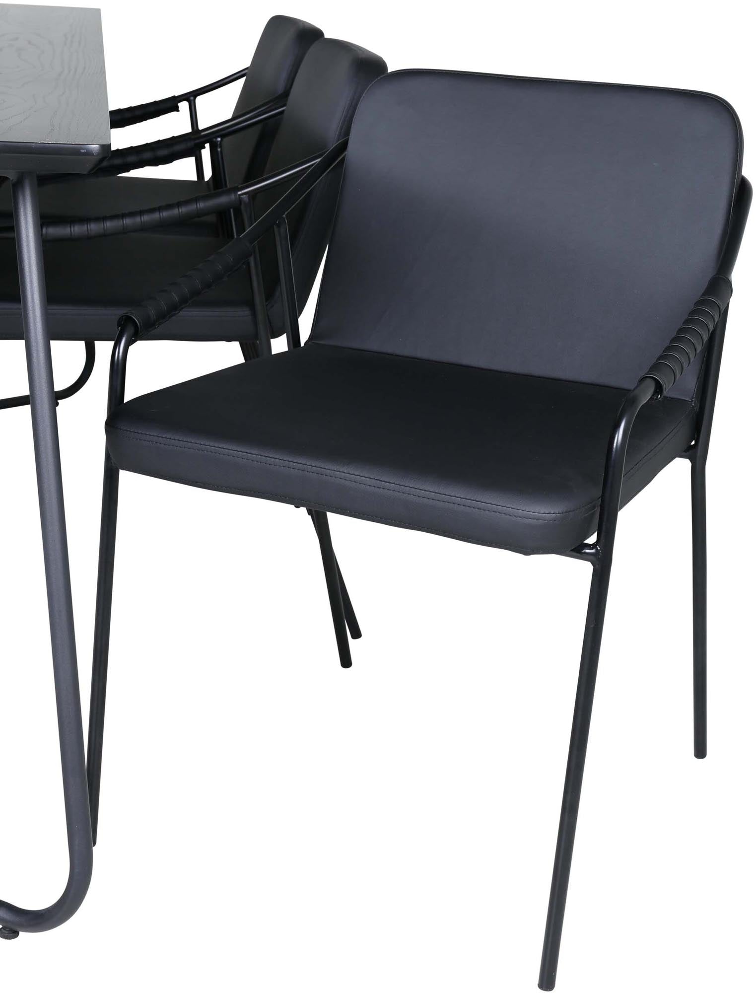 Petra Esszimmerset + Tvist 190cm/6St. in Schwarz präsentiert im Onlineshop von KAQTU Design AG. Esszimmerset ist von Venture Home