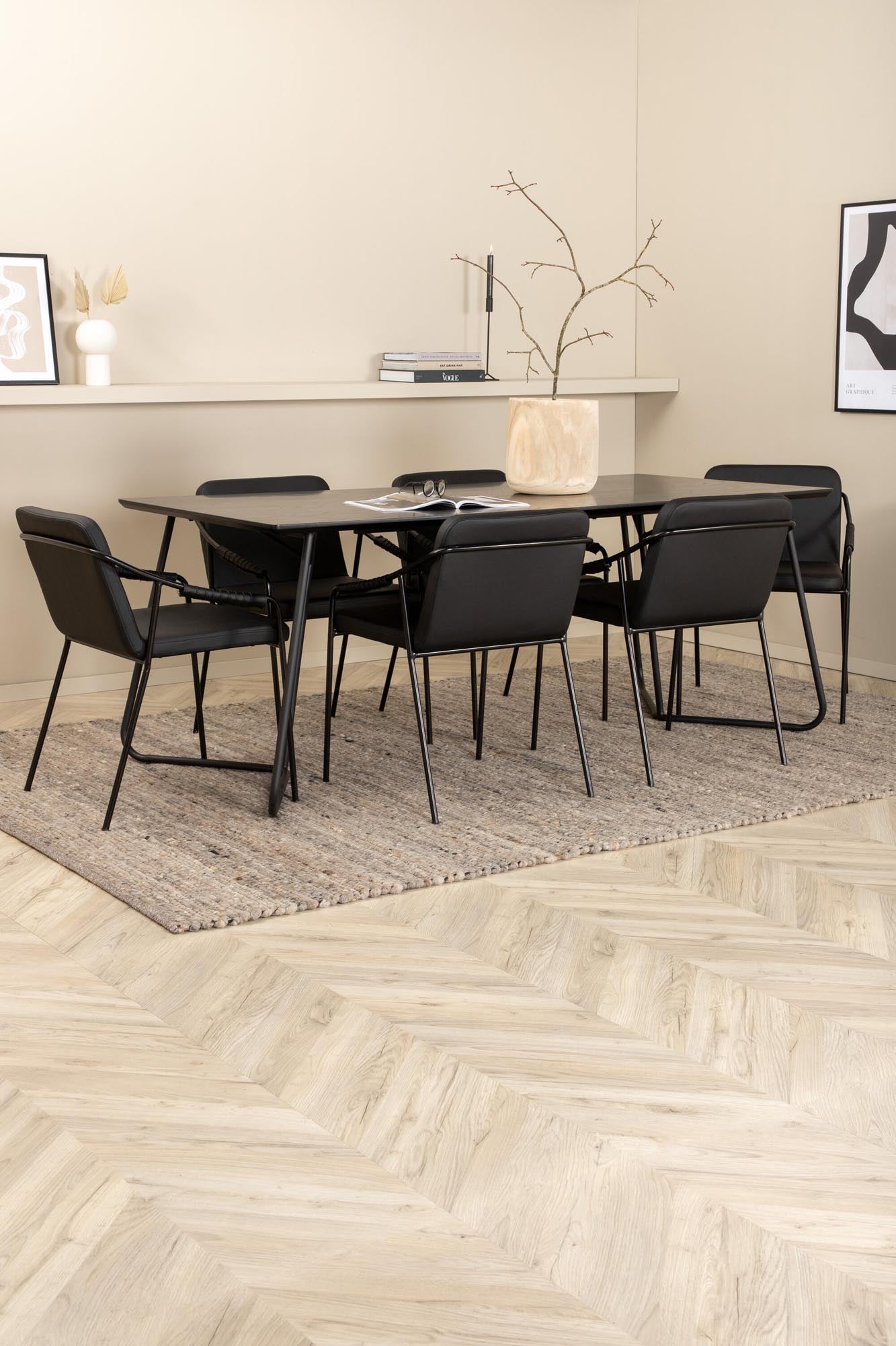 Petra Esszimmerset + Tvist 190cm/6St. in Schwarz präsentiert im Onlineshop von KAQTU Design AG. Esszimmerset ist von Venture Home