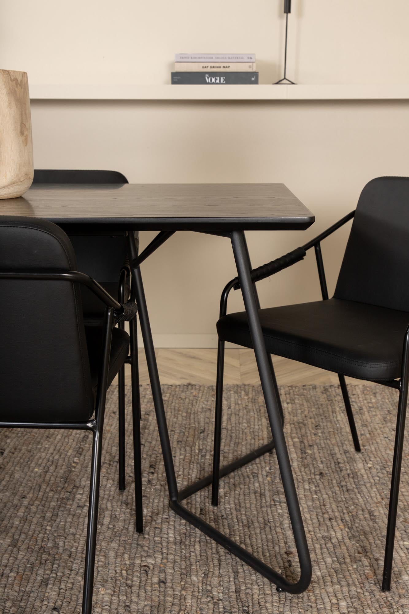 Petra Esszimmerset + Tvist 190cm/6St. in Schwarz präsentiert im Onlineshop von KAQTU Design AG. Esszimmerset ist von Venture Home