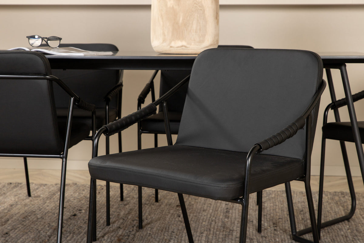 Petra Esszimmerset + Tvist 190cm/6St. in Schwarz präsentiert im Onlineshop von KAQTU Design AG. Esszimmerset ist von Venture Home