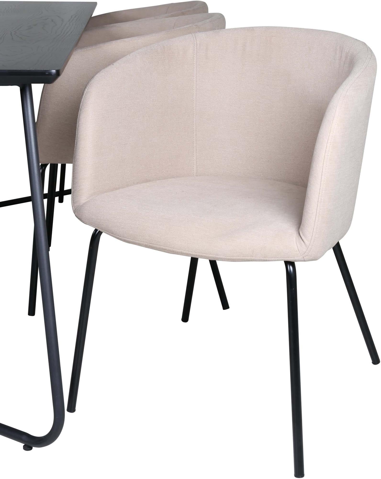 Petra Esszimmerset + Berit 190cm/6St. in Beige, Schwarz präsentiert im Onlineshop von KAQTU Design AG. Esszimmerset ist von Venture Home