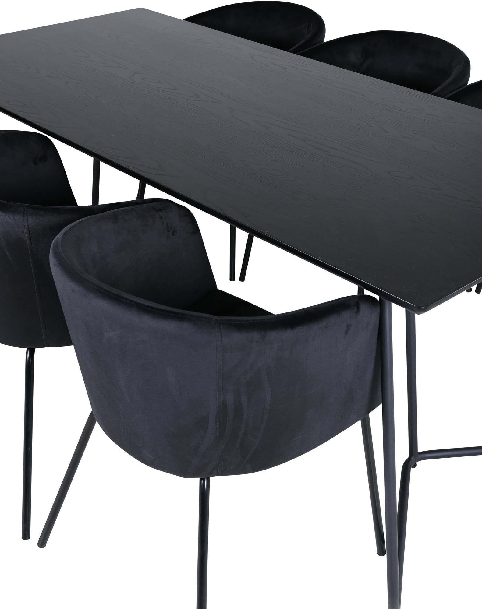 Petra Esszimmerset + Berit 190cm/6St. in Schwarz präsentiert im Onlineshop von KAQTU Design AG. Esszimmerset ist von Venture Home