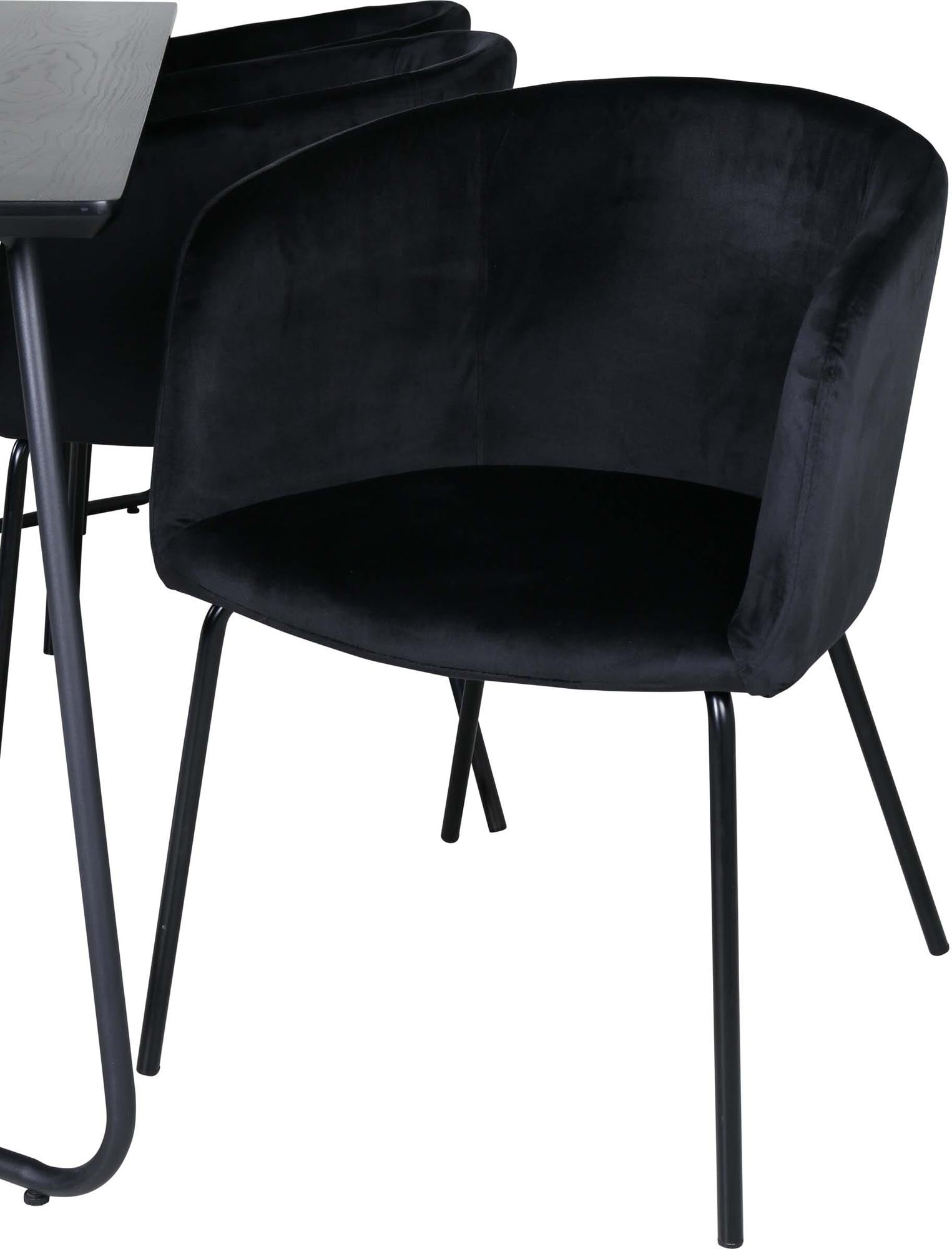 Petra Esszimmerset + Berit 190cm/6St. in Schwarz präsentiert im Onlineshop von KAQTU Design AG. Esszimmerset ist von Venture Home