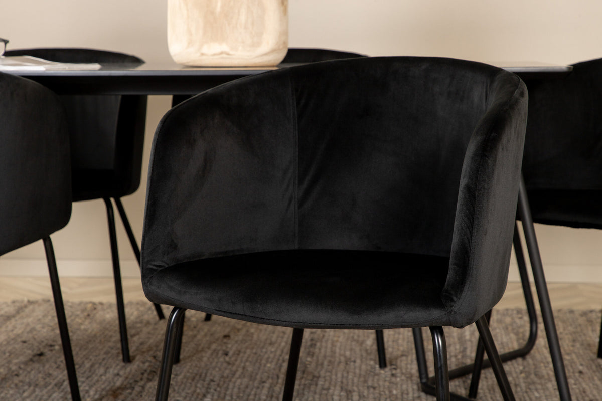 Petra Esszimmerset + Berit 190cm/6St. in Schwarz präsentiert im Onlineshop von KAQTU Design AG. Esszimmerset ist von Venture Home
