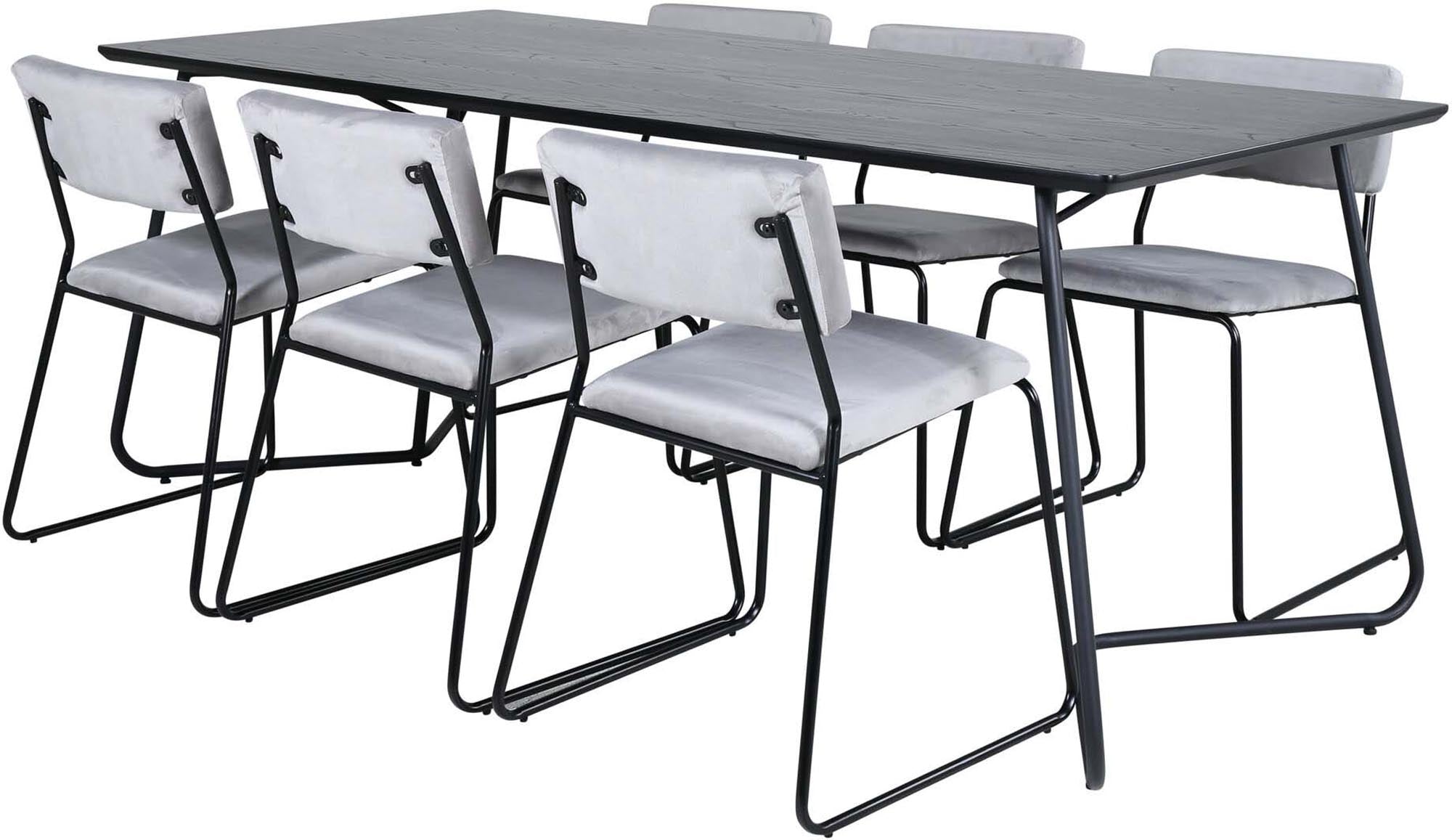Petra Esszimmerset + Kenth 190cm/6St. in Schwarz / Grau präsentiert im Onlineshop von KAQTU Design AG. Esszimmerset ist von Venture Home