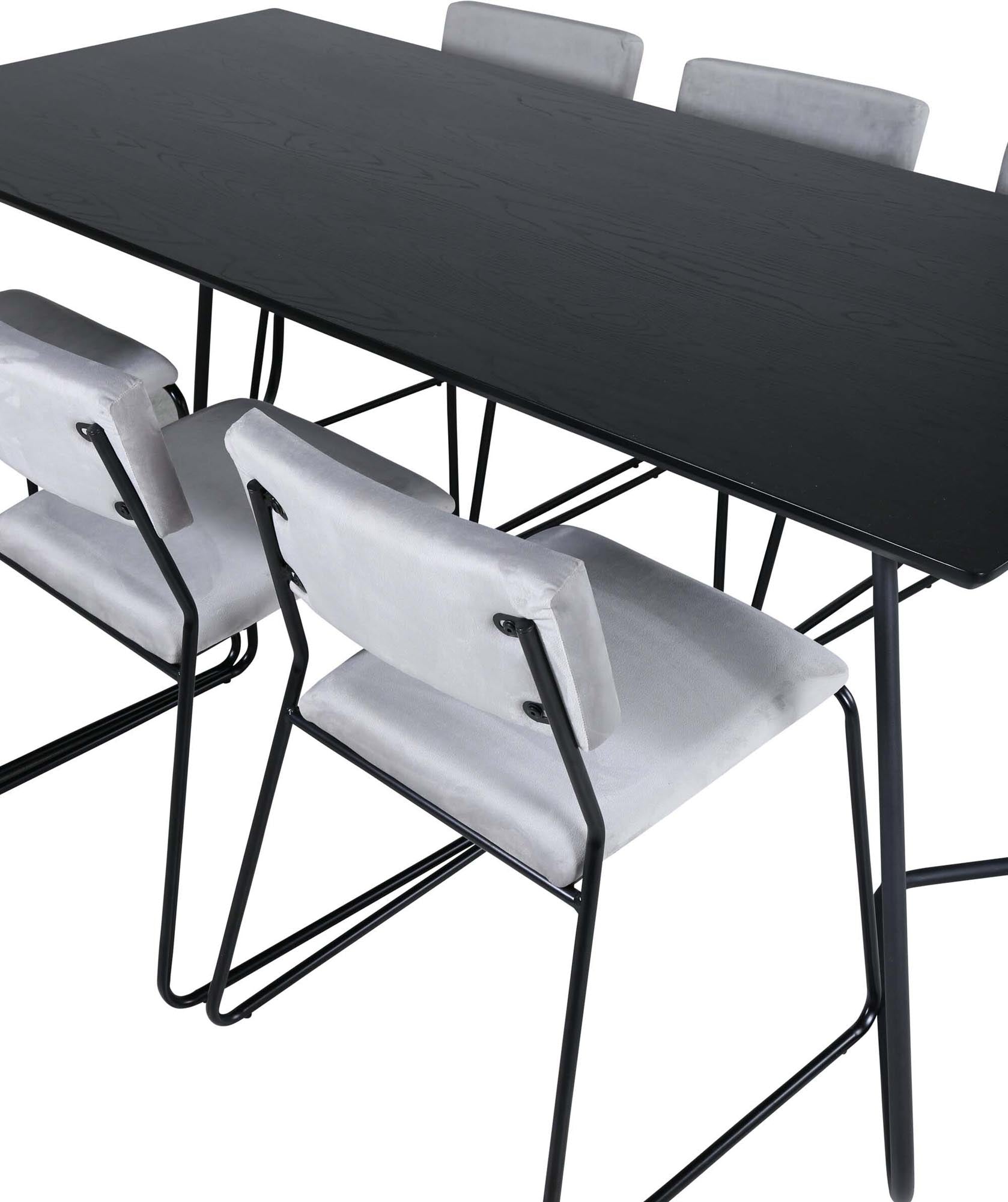 Petra Esszimmerset + Kenth 190cm/6St. in Schwarz / Grau präsentiert im Onlineshop von KAQTU Design AG. Esszimmerset ist von Venture Home