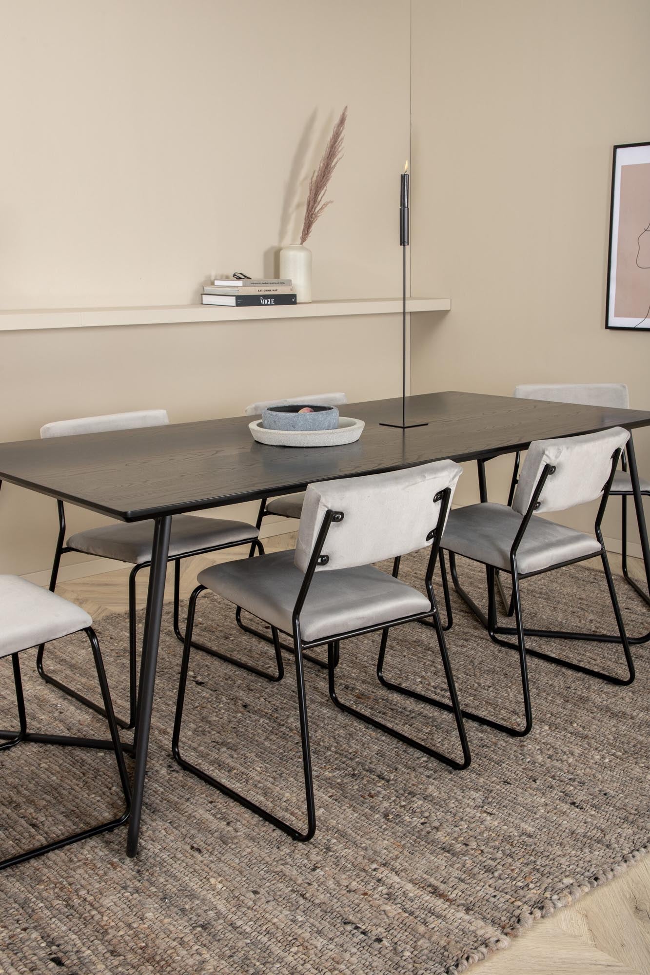 Petra Esszimmerset + Kenth 190cm/6St. in Schwarz / Grau präsentiert im Onlineshop von KAQTU Design AG. Esszimmerset ist von Venture Home