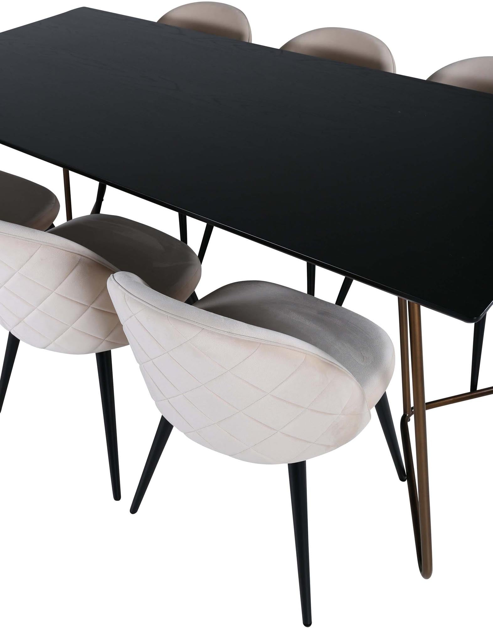 Petra Esszimmerset + Velvet 190cm/6St. in Schwarz / Kupfer präsentiert im Onlineshop von KAQTU Design AG. Esszimmerset ist von Venture Home