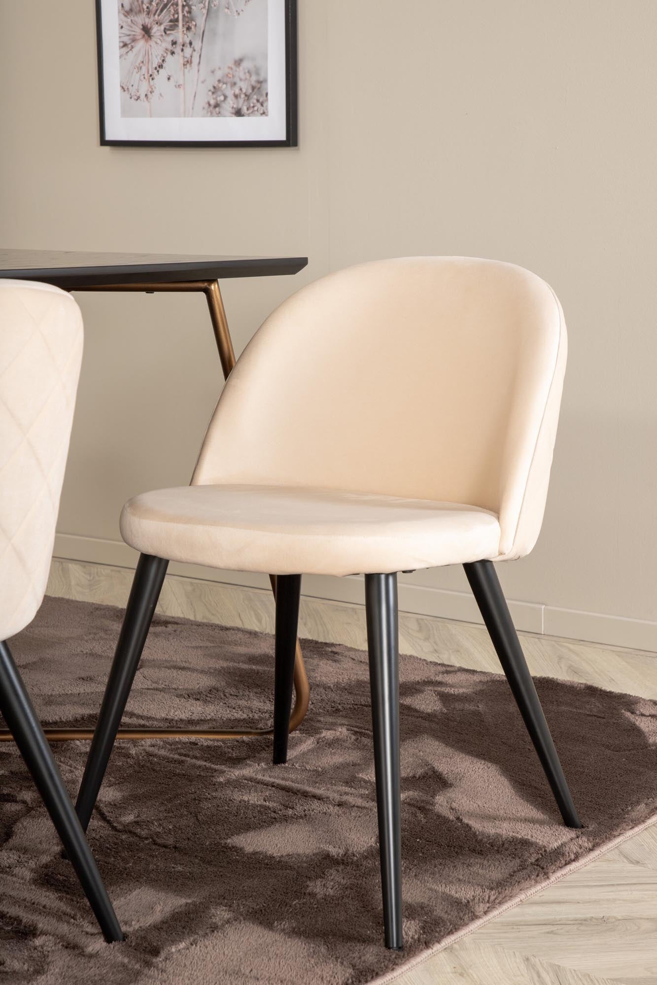 Petra Esszimmerset + Velvet 190cm/6St. in Schwarz / Kupfer präsentiert im Onlineshop von KAQTU Design AG. Esszimmerset ist von Venture Home