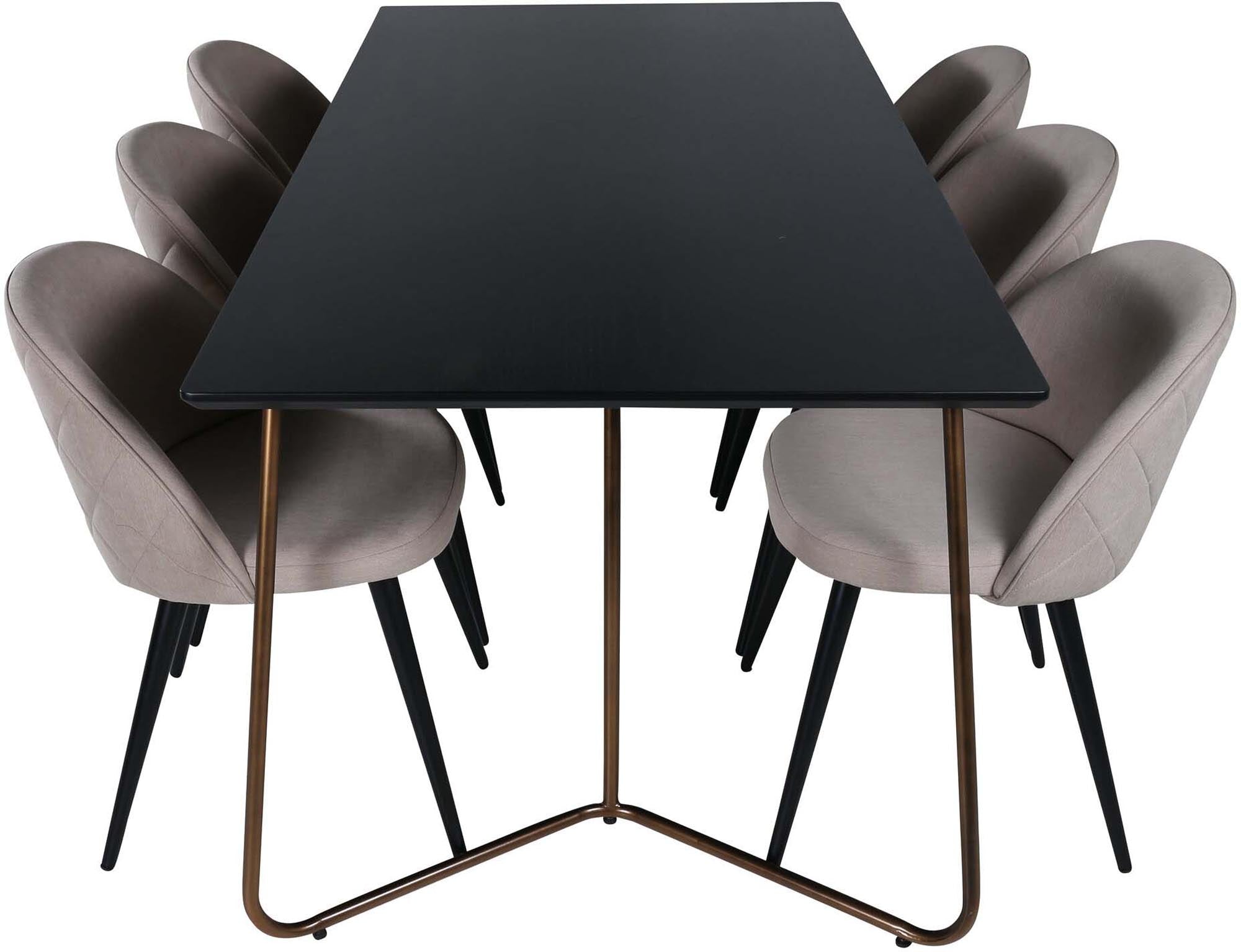 Petra Esszimmerset + Velvet 190cm/6St. in Schwarz / Kufper präsentiert im Onlineshop von KAQTU Design AG. Esszimmerset ist von Venture Home
