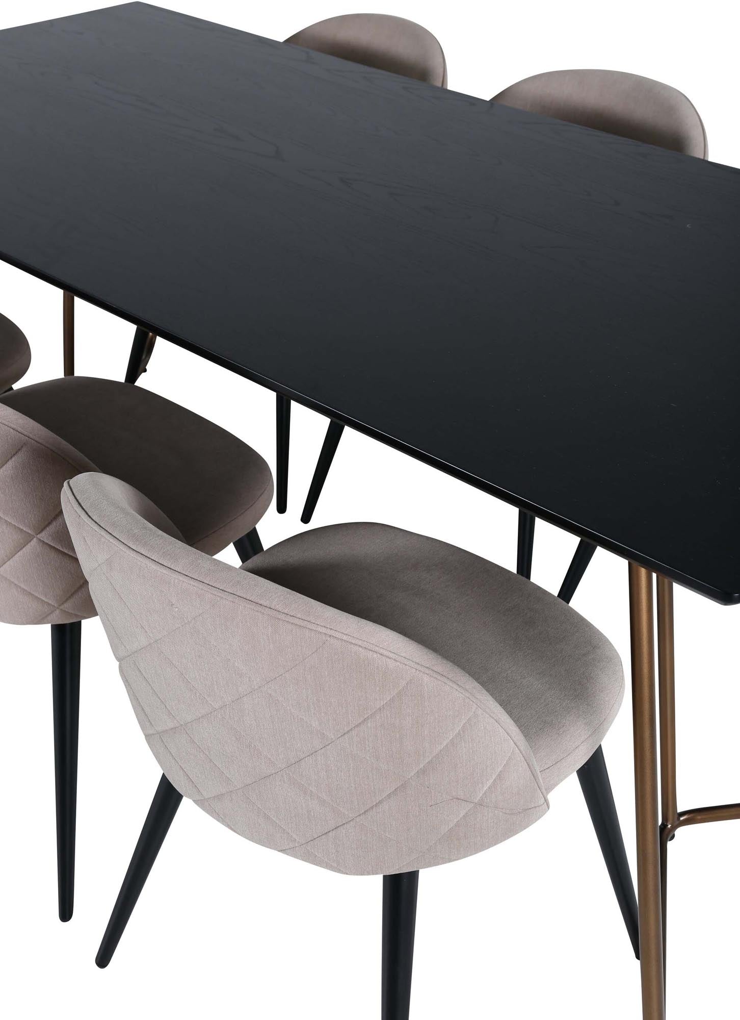 Petra Esszimmerset + Velvet 190cm/6St. in Schwarz / Kufper präsentiert im Onlineshop von KAQTU Design AG. Esszimmerset ist von Venture Home